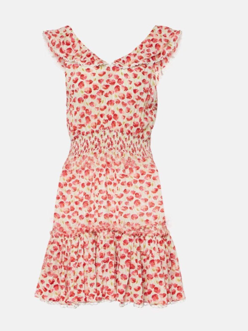 Poupette St Barth Bruna Polka-Dot Ruffled Minidress in White Red Alamy
